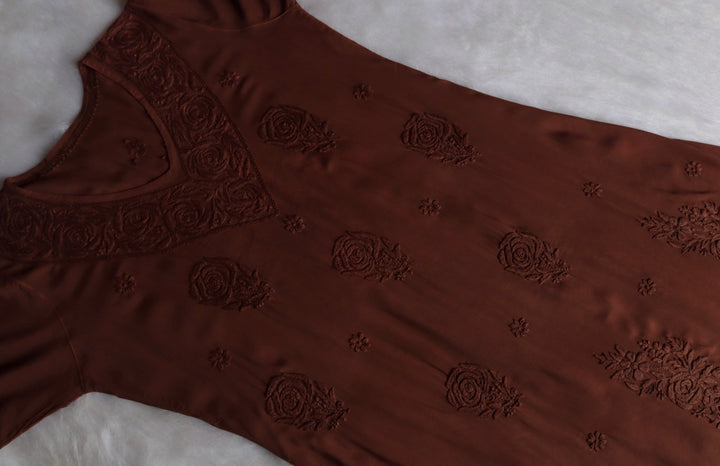 Gul Chocolate Brown Premium Modal Flared Anarkali