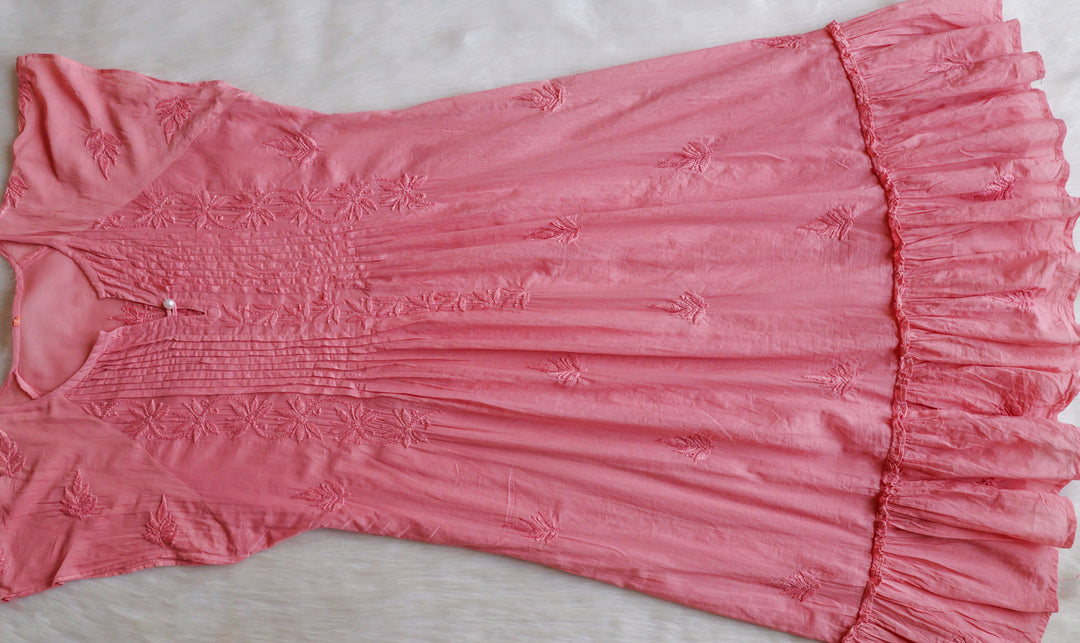 Noor Rose Brown Pure Cotton Midi Dress