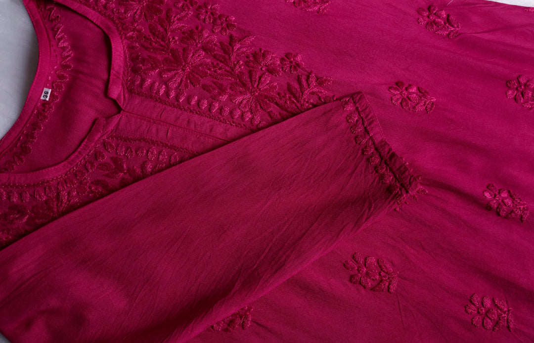 Farhaa Rose Pink Ombre Short Rayon Kurta