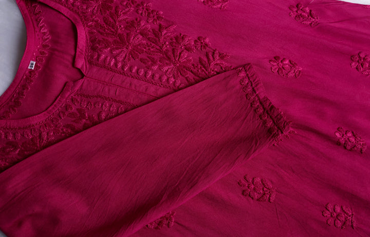 Farhaa Rose Pink Ombre Short Rayon Kurta