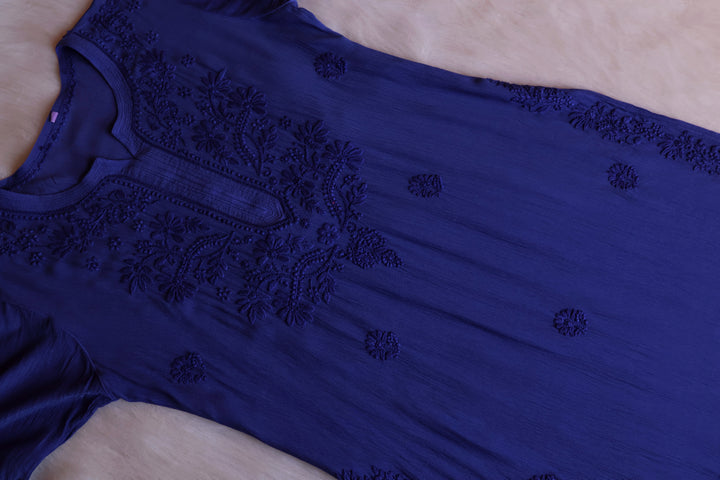 Mehr Royal Blue Pure Chiffon Kurta