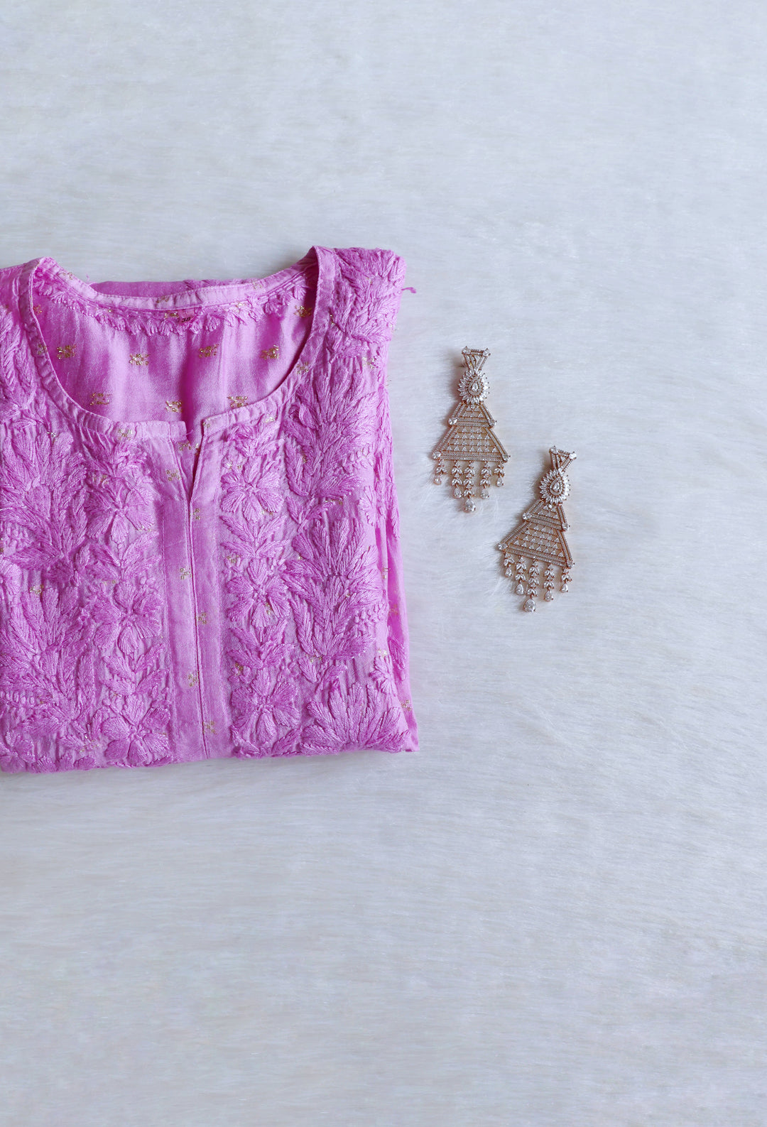 Nazakat Lavender Premium Long Chanderi Kurta