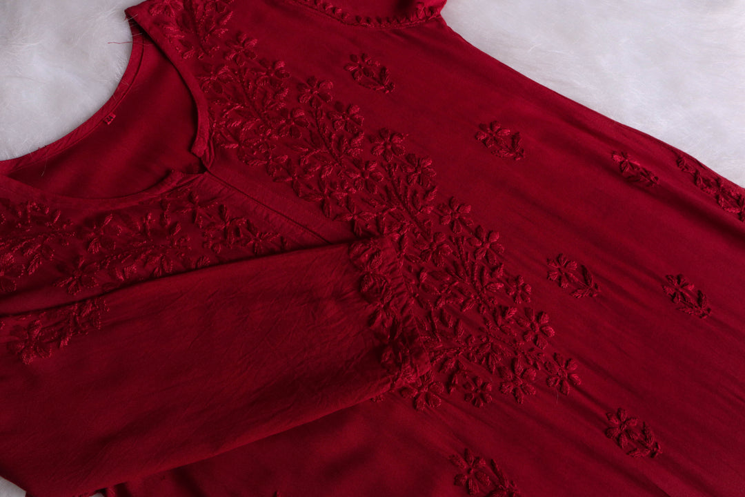 Azel Maroon 2 piece Rayon set