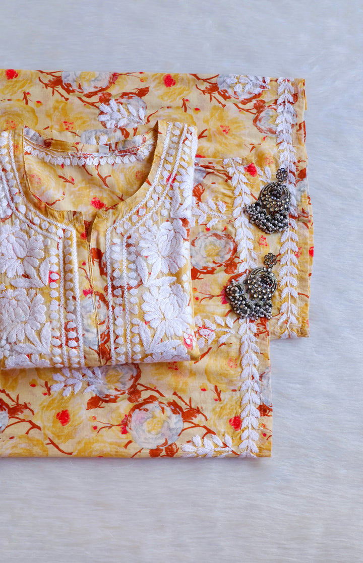 Noor Yellow Pure Mulmul set