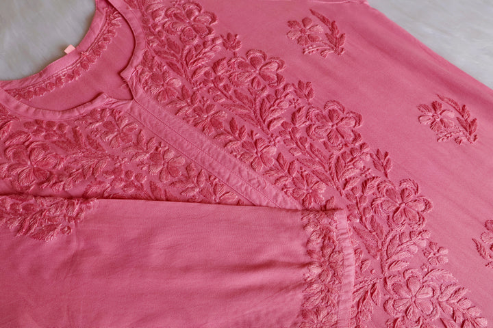 Sanam Mauve Pink Ombre Long Rayon Kurta