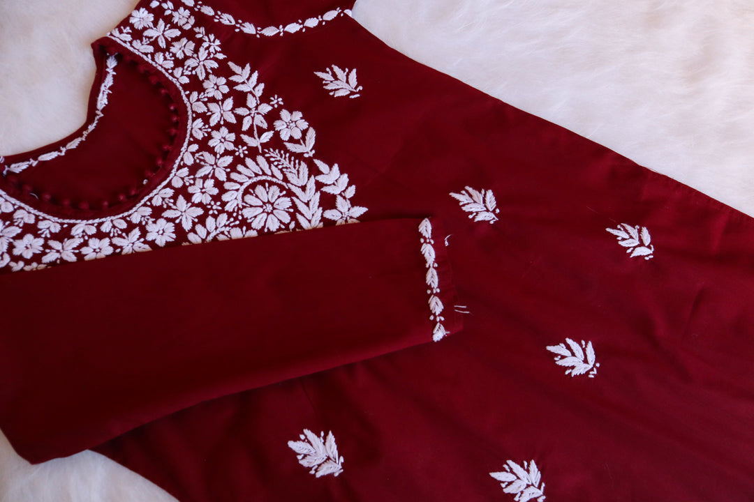 Layla Maroon Cotton Kurta