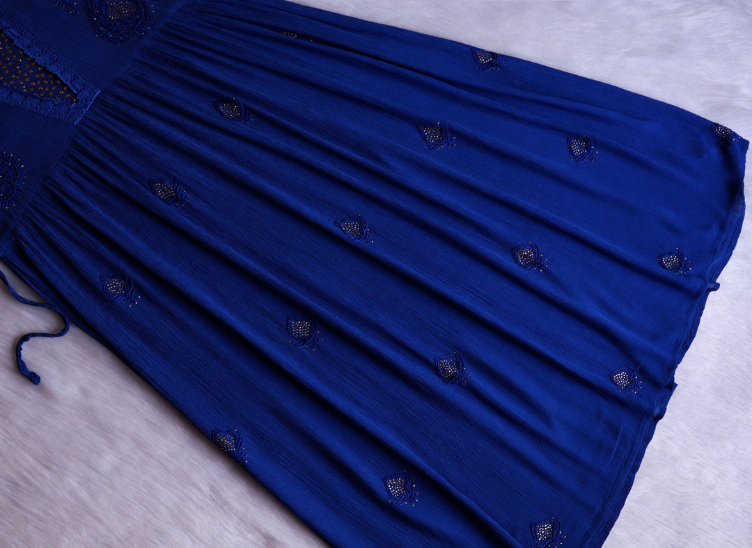 Anabiya Royal Blue Pure Chiffon Dress