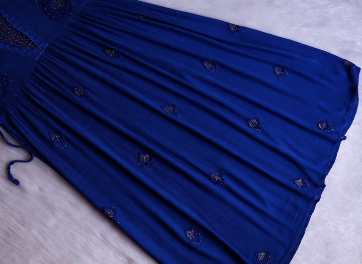 Anabiya Royal Blue Pure Chiffon Dress