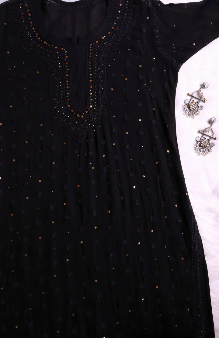 Mahaa Black Viscose Georgette Kurta