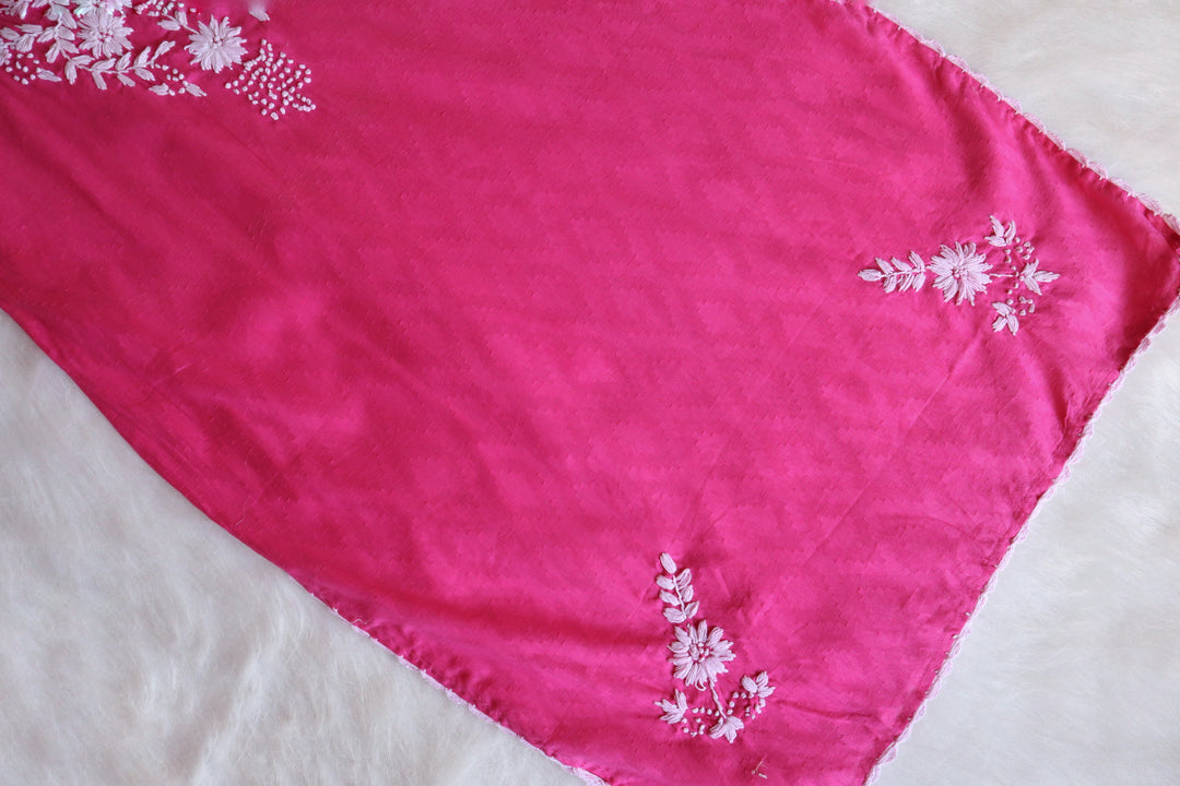 Gul Pink Long Jacquard Cotton kurta