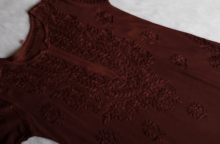 Duaa Chocolate Brown Long Ombre Rayon Kurta