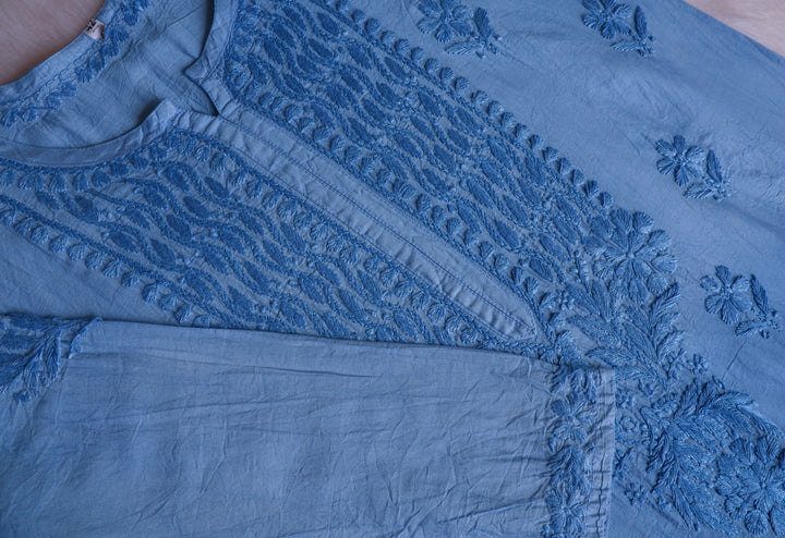 Dilnoor Ice Blue Chanderi Ombre Kurta