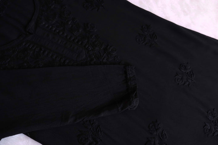 Gul Black Short Rayon Kurta