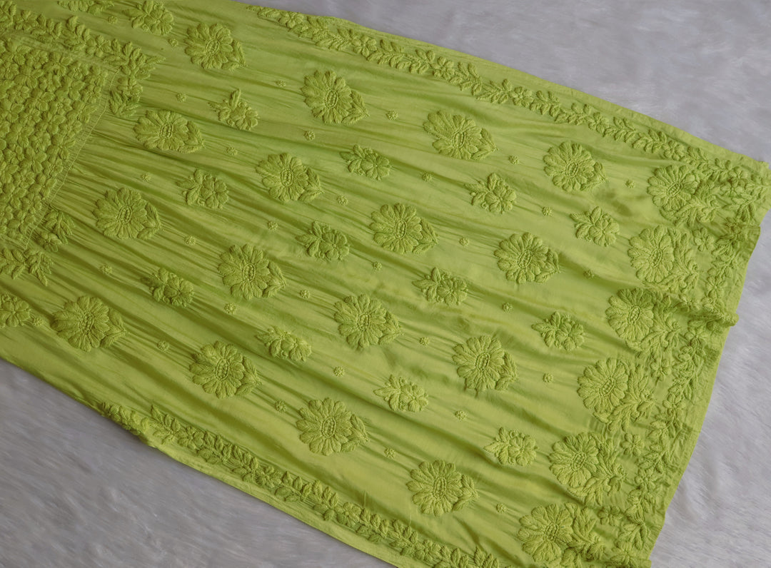 Hoor Lime Green 10D Pure Muslin Kurta Set