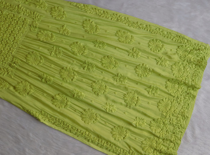 Hoor Lime Green 10D Pure Muslin Kurta Set