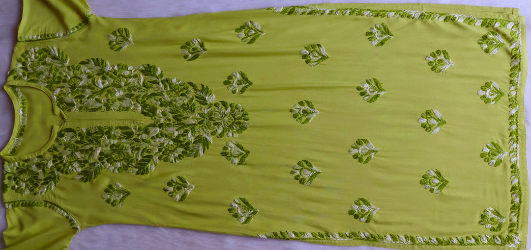 Nuresa Green Ombre Thread Long Rayon Kurta