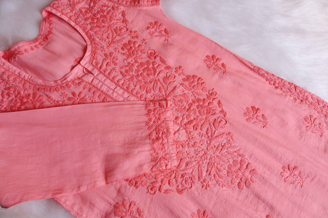 Jannat Rose Pink Chanderi Kurta