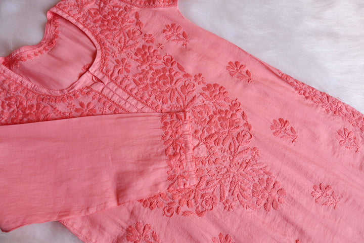 Jannat Rose Pink Chanderi Kurta