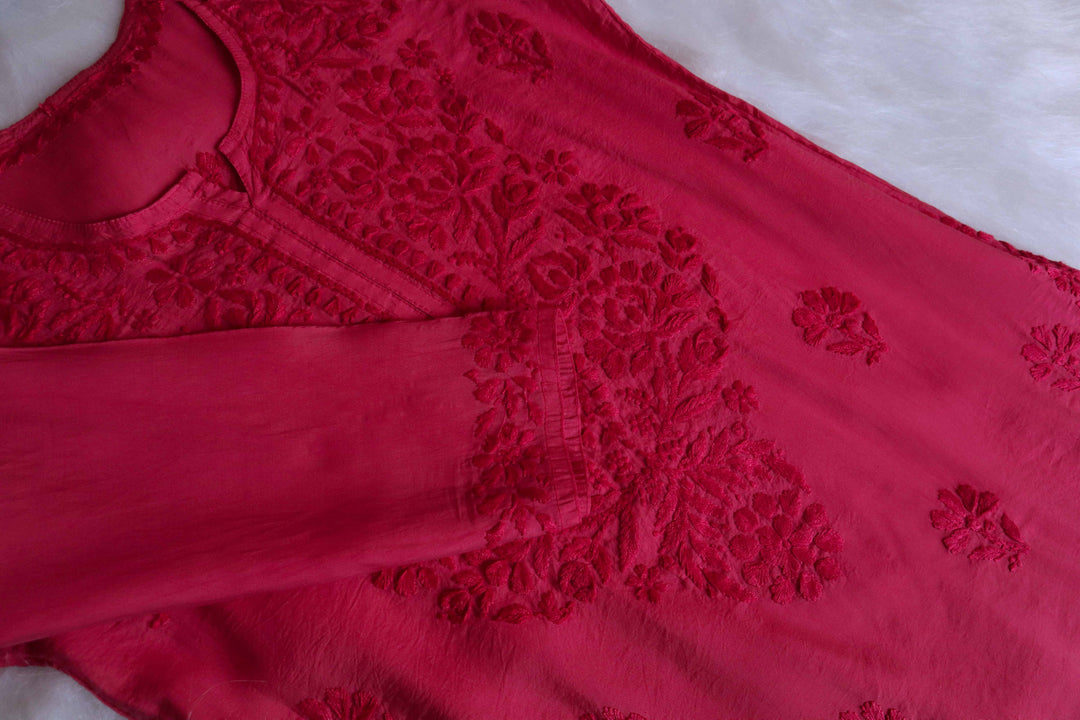 Jannat Deep Pink Chanderi Kurta