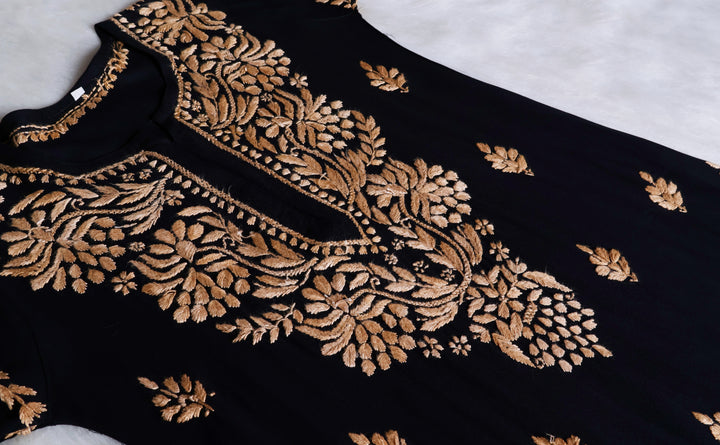 Noora Black & Beige Long Rayon kurta