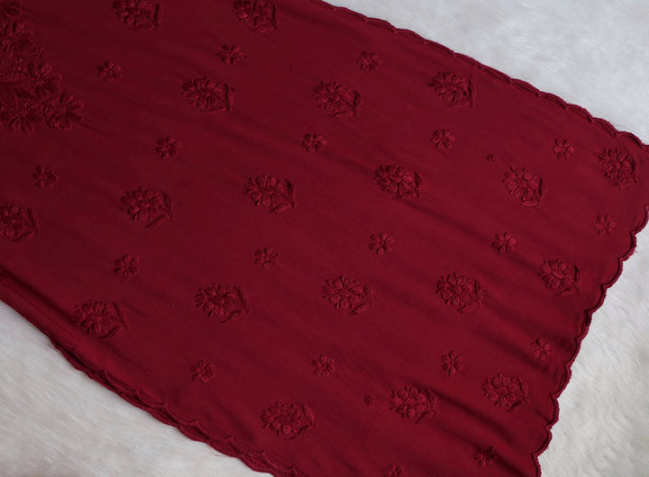 Alishba Deep Plum Scalloped Rayon set