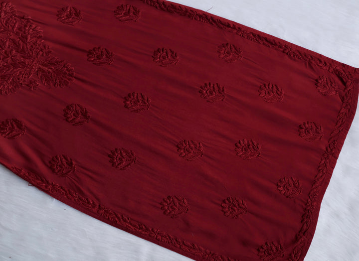 Nagma Maroon Long Ombre Rayon Kurta