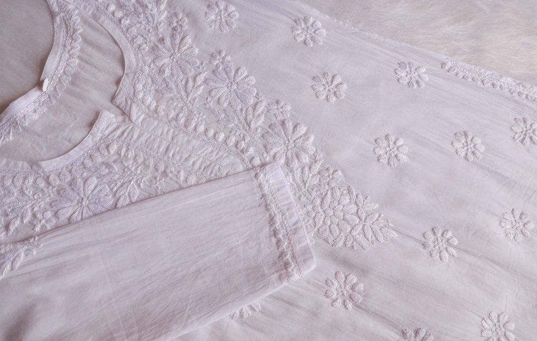 Nazakat White Cotton short kurta
