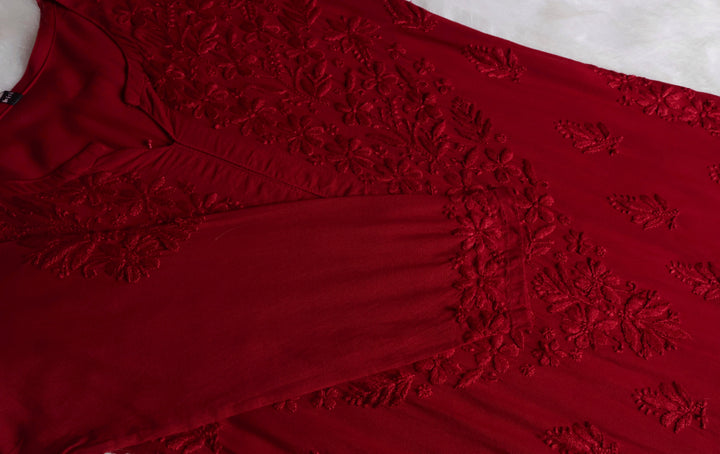 Nazakat Maroon 2 piece Rayon set
