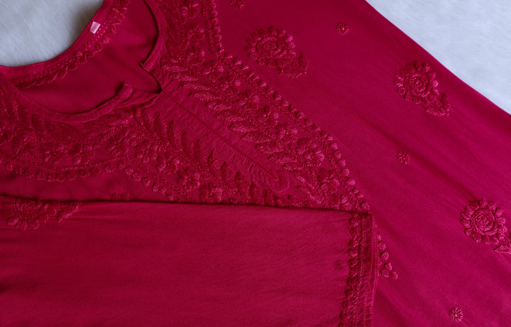 Alina Deep Pink Long Rayon Kurta