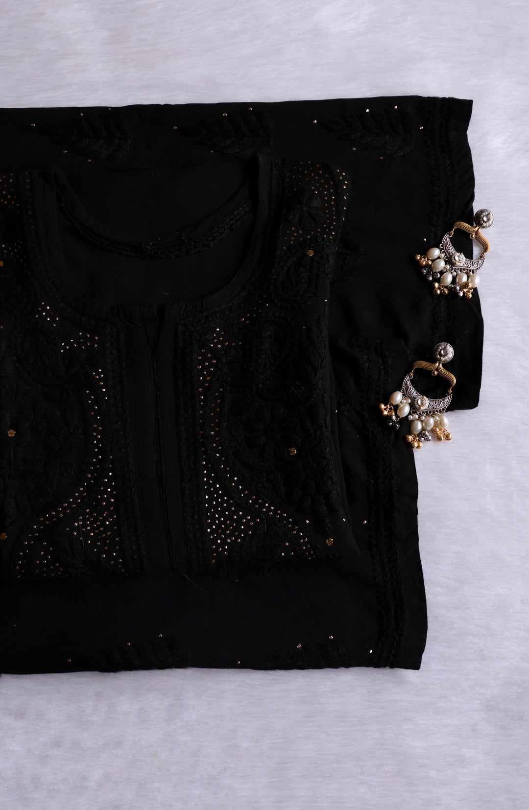 Naida Black 2 piece Rayon Mukaish set