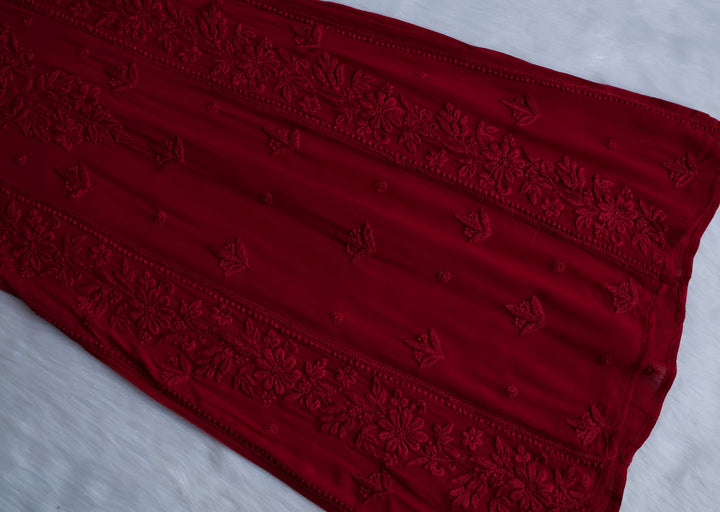Mahnoor Maroon Viscose Georgette Kurta
