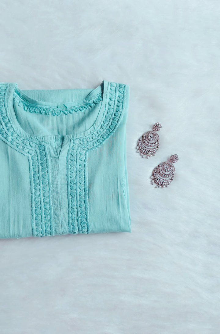 Saleha Mint Blue Cotton Kurta