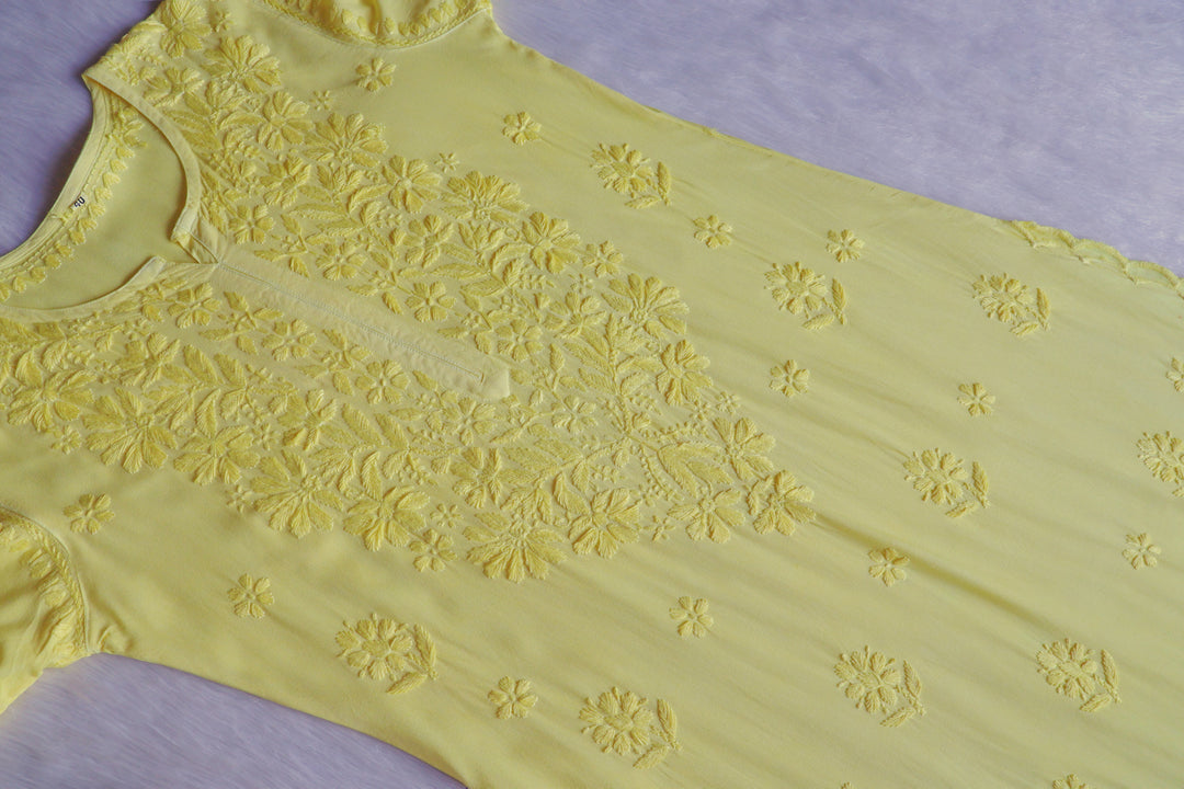 Alishba Lemon Yellow Scalloped Rayon set