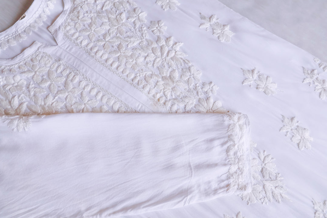 Hayaa White Pure Modal Kurta