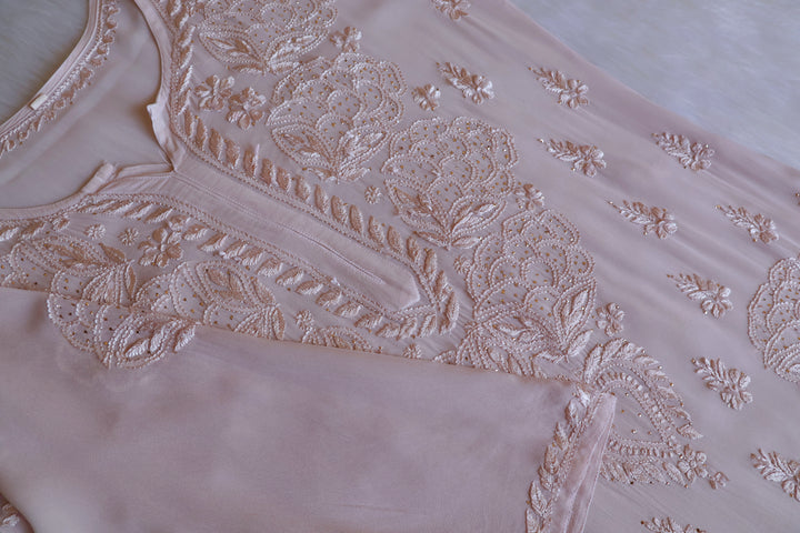 Hanaa Beige Viscose Georgette Kurta