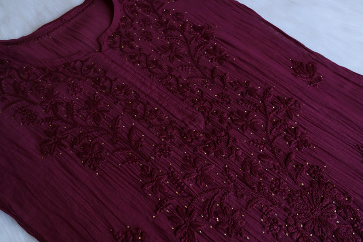 Naqsh Deep Purple Pure Chanderi Mulmul Set