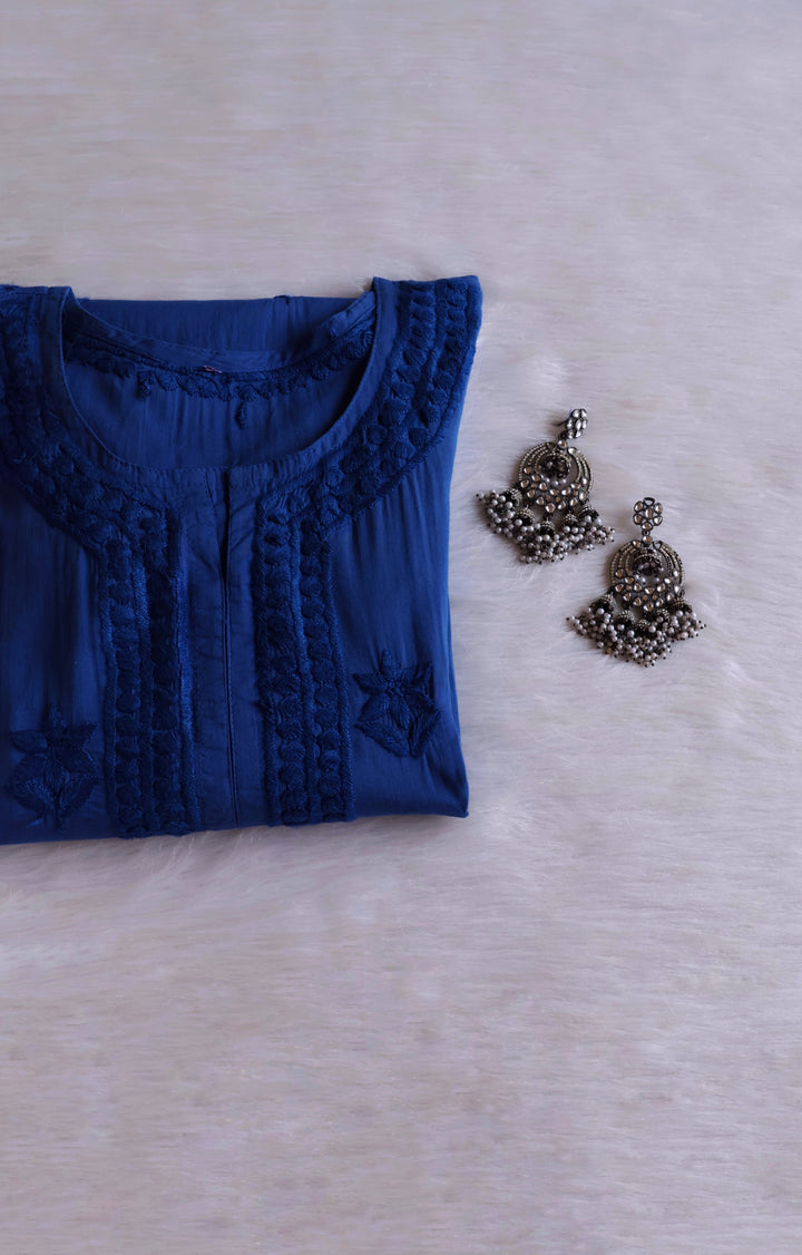 Saleha Royal Blue Cotton Kurta