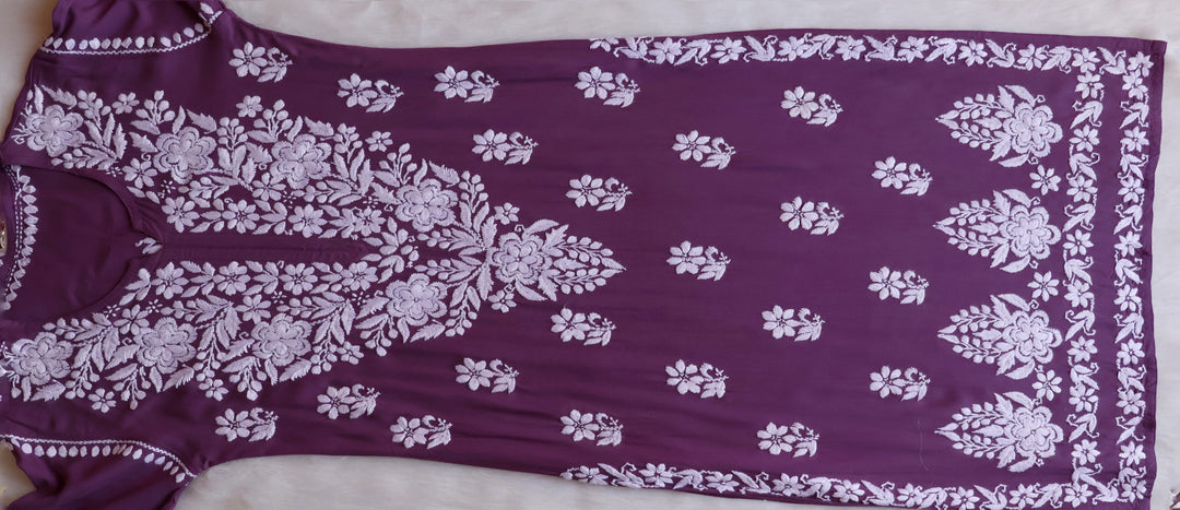 Benafsha Dusty Purple Rayon Kurta Pant set