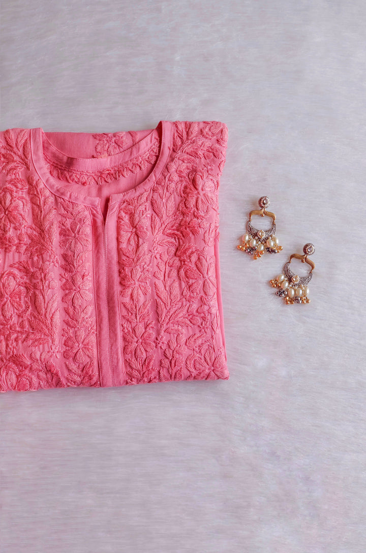 Sanam Mauve Pink Ombre Long Rayon Kurta