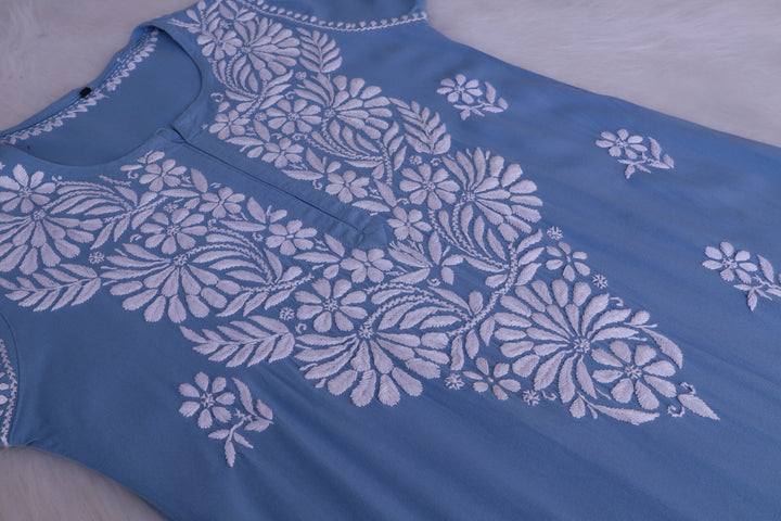 Ayesha Ice Blue Rayon Kurta Pant set