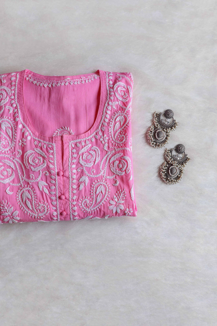 Gul Baby Pink & White Cotton Kurta
