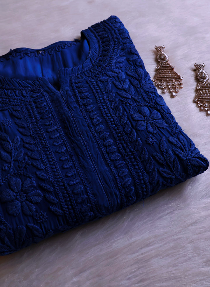 Haya Royal Blue Pure Crepe Kurta