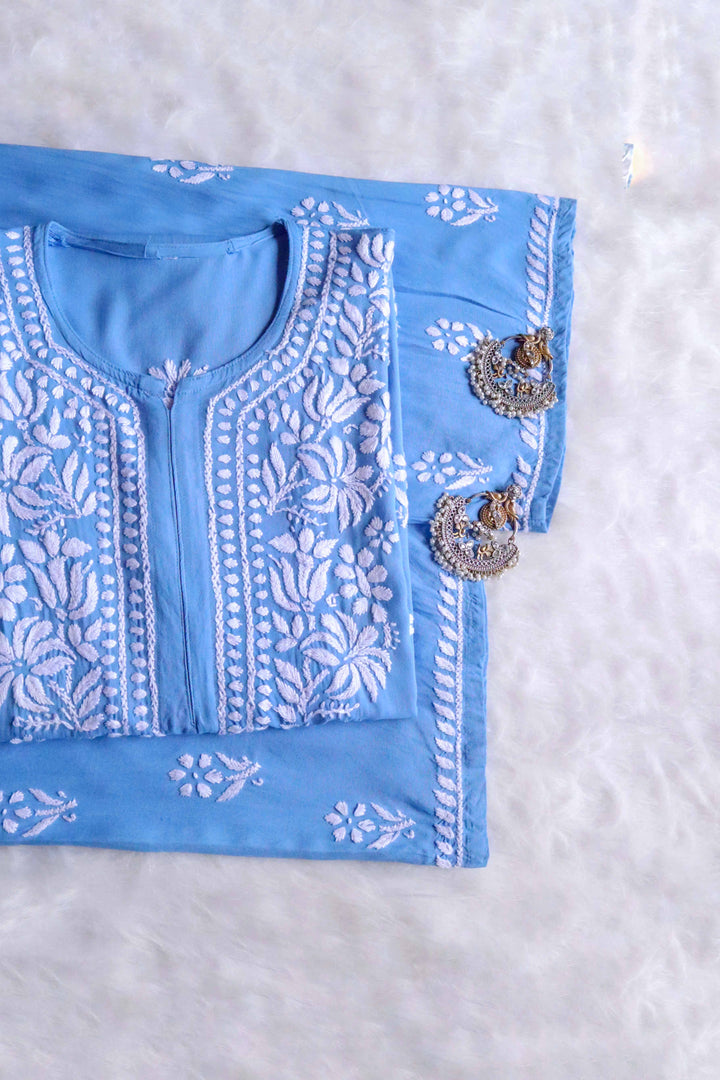 Zainab Ice Blue Rayon Kurta Pant set