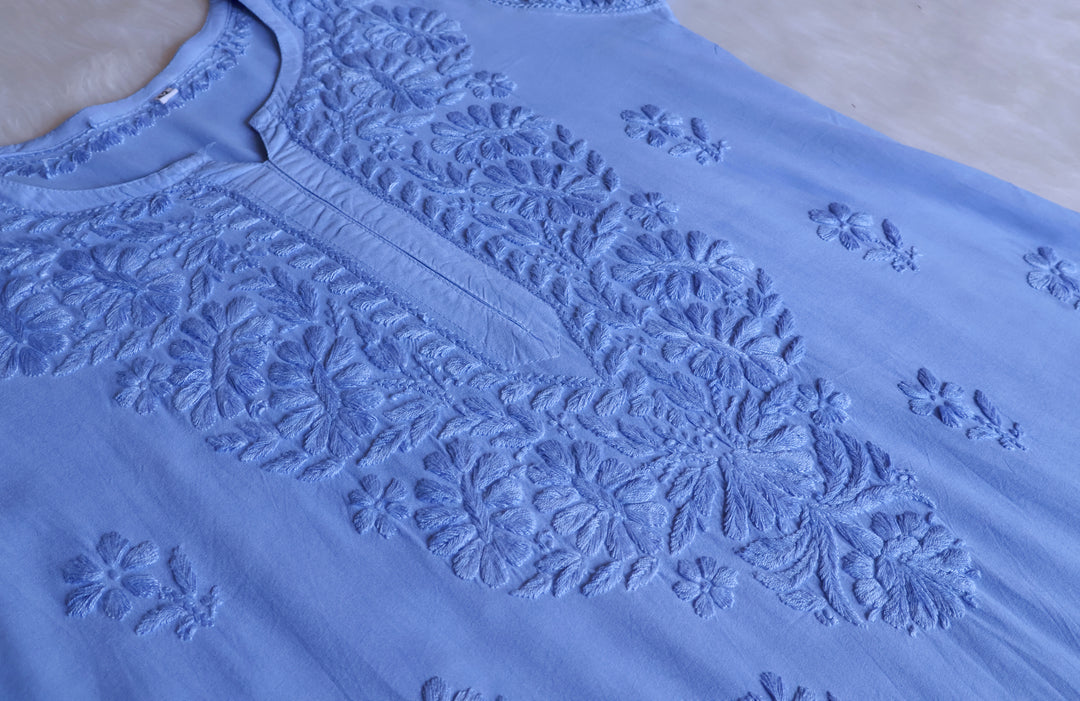 Amirah Ice Blue Ombre Long Rayon Kurta