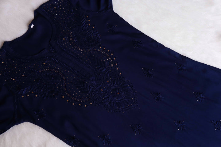 Naida Navy Blue 2 piece Rayon Mukaish set