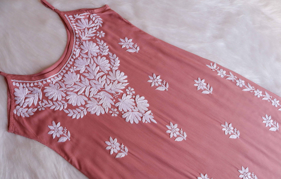 Mirha Rose Brown Sleeveless Rayon Kurta