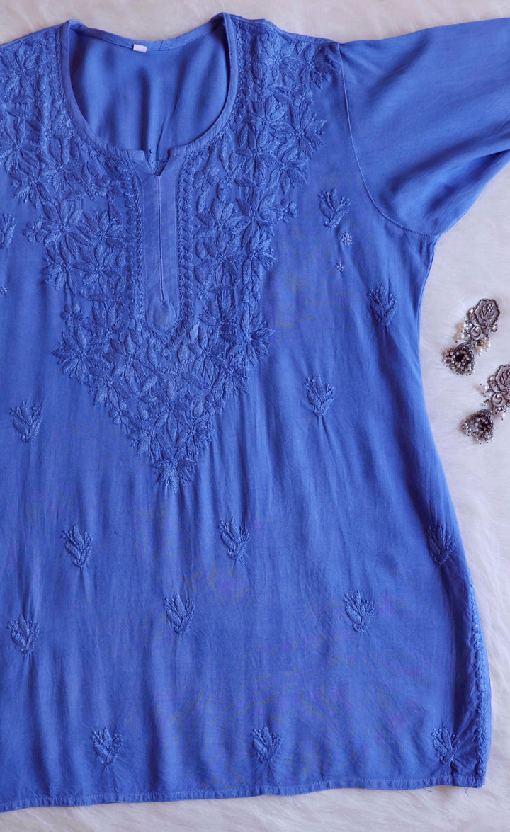 Nora Ice Blue Short Rayon Kurta