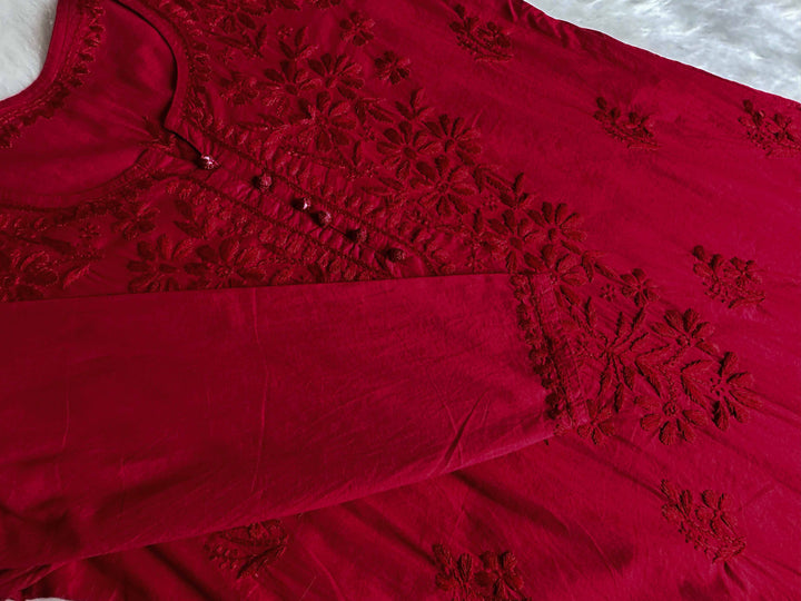 Aafia Maroon Long Cotton kurta