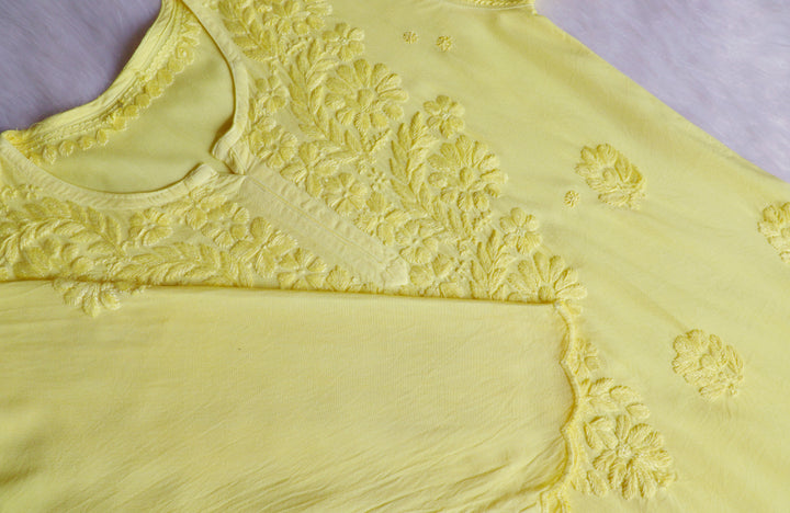 Gul Lemon Yellow Scalloped Short Kurta