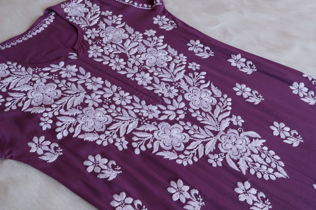 Benafsha Dusty Purple Rayon Kurta Pant set